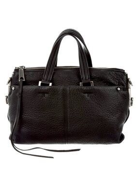 Rebecca Minkoff Sloane Satchel Bag Black Leather Pockets Minimalist Designer